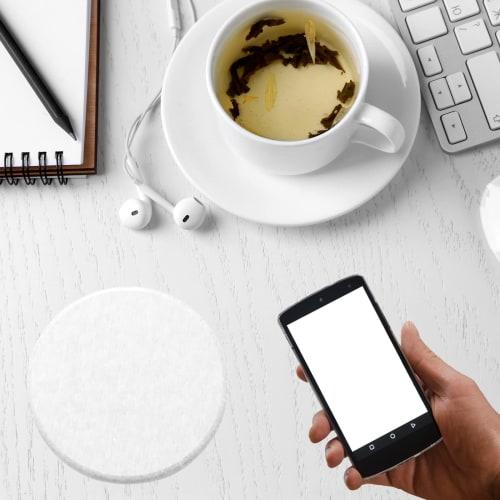 Diatomaceous Earth Coasters, Set of 2, Absorbent, Quick-Drying, Round, Kitchen Draining Tray (White)