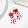 New Valentine's Day Heart Acrylic Earring for Women Mirrored Love-Shape Raindrop Long Tassel Drop Earrings Trendy Jewelry Gift
