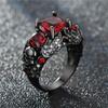 Gothic Purple Red Black Crystal Unique Black Skull Rings for Women Halloween Christmas Gifts Jewelry