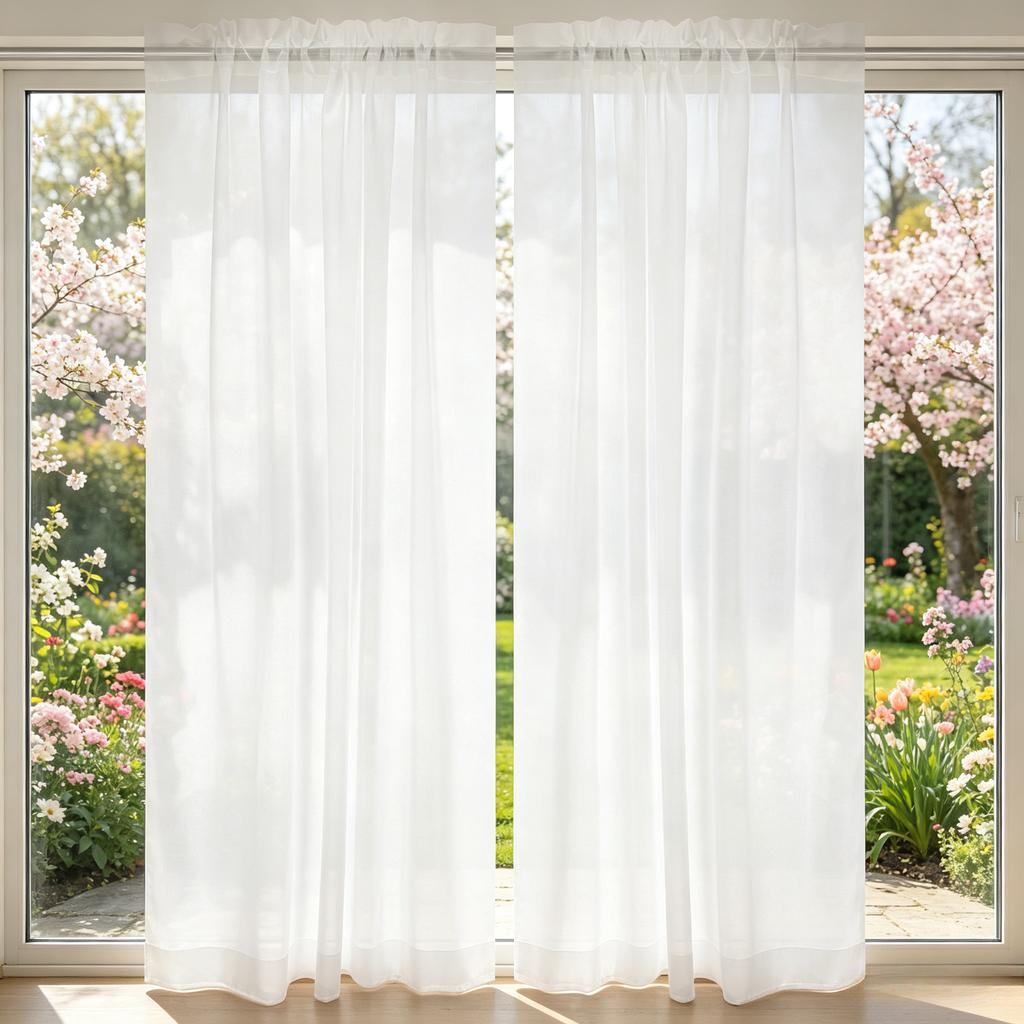 Fluttering Soft White Solid Sheer Tulle Curtains for Living Room Bedroom Balcony Window Voile Drapes Gauze Treatments Door