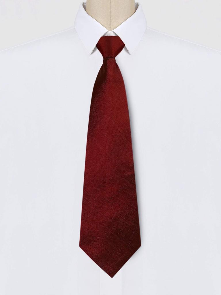 [Allegra K] One-touch tie, 8cm, regular tie, solid color, zipper, adjustable, business, graduation, uniform, men's, wine red, one size