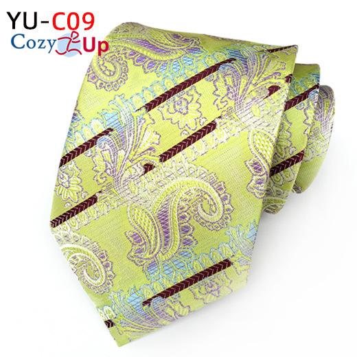 3.15" Fashion Striped PaisleyTie Men Flower Necktie for Wedding