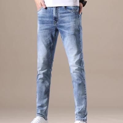 Effen Kleur Mode Heren Casual Broek Stretch Jeans Skinny Werkbroek Mannelijk Wassen Slim Fit voor Jeans Herenkleding