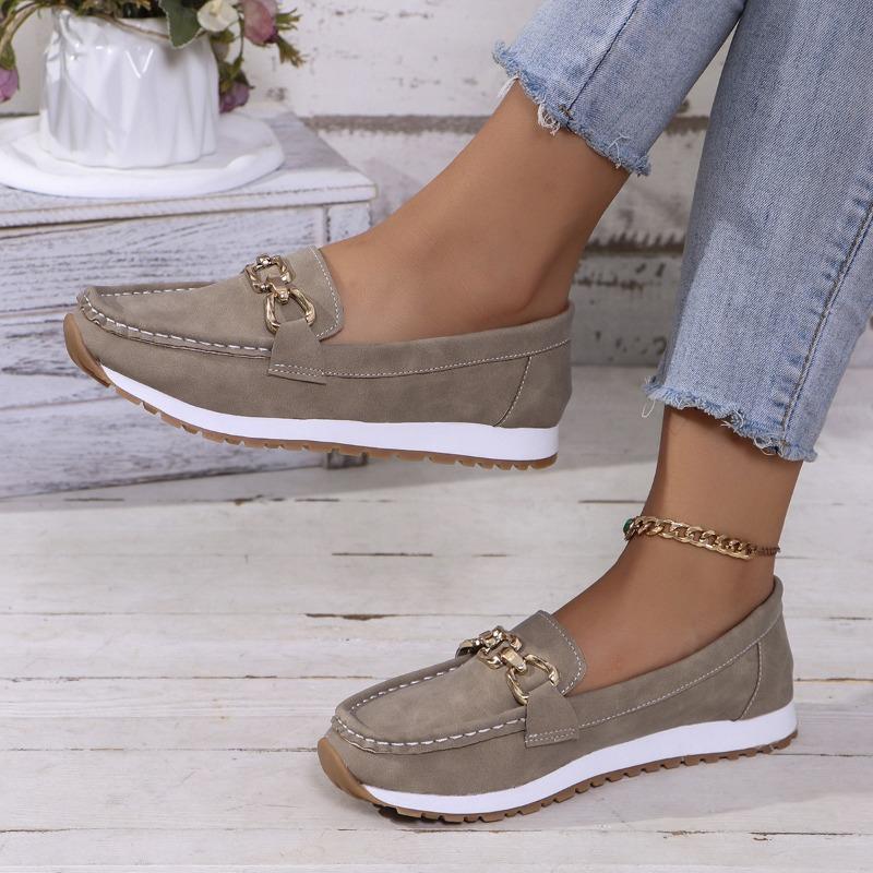2025 New Metal Chain Flat-bottomed Thick-soled Casual Loafers