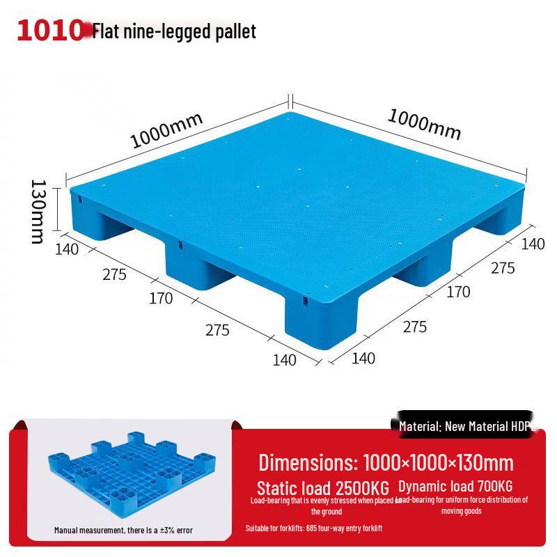 Warehouse Grid Plastic Pallet: Thickened Moisture-Proof Single-Sided Floor Mat for Logistics.