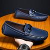 Metal Buckle Men's Loafers Travel Leather Casual Shoes Wedding Dress Shoes Moccasins Slip On Flats Leisure Walk Driving Footwear