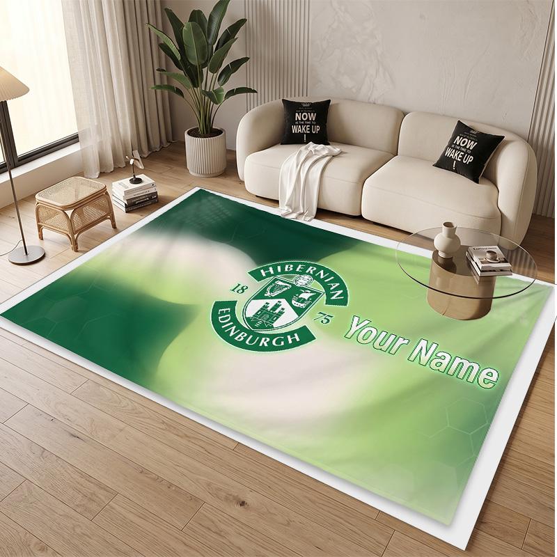 Personalized Crystal Velvet Carpet Hibernian FC Pattern Non Slip Floor Rug