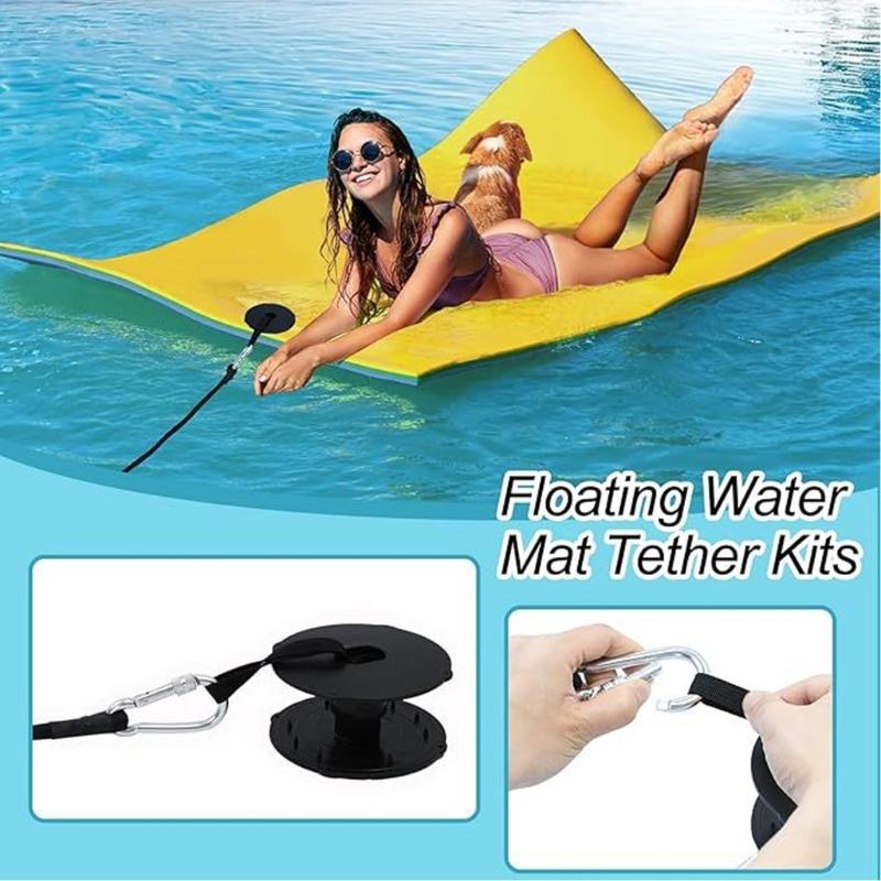 Secure Floating Pad Tethering System with Metal Hook and Heavy Type Grommets for Water Activity