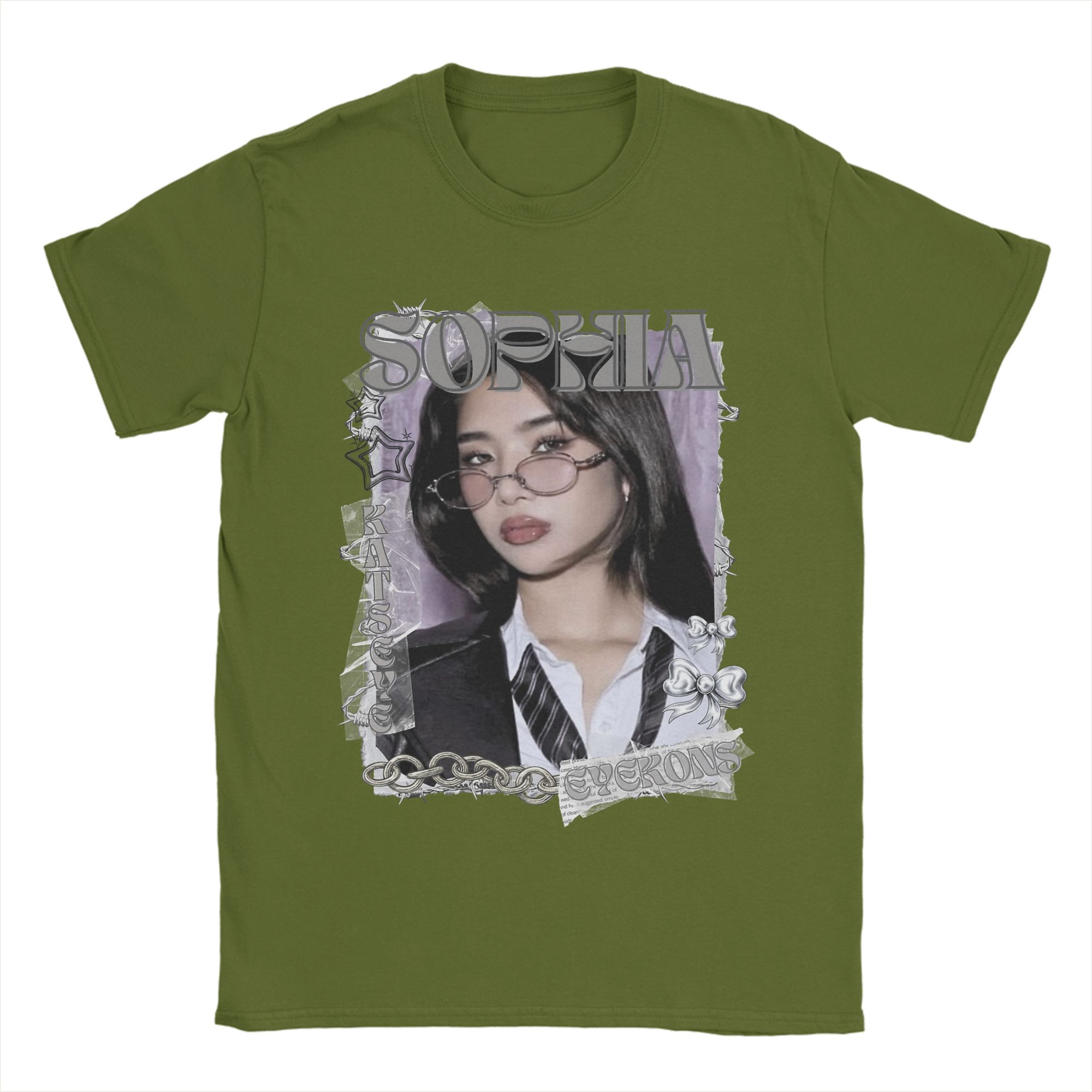 

KATSEYE Sophia Kpop Y2K Group T Shirt Men Cotton Vintage T-Shirts O Neck Tee Shirt Short Sleeve Clothes Plus Size 3XL