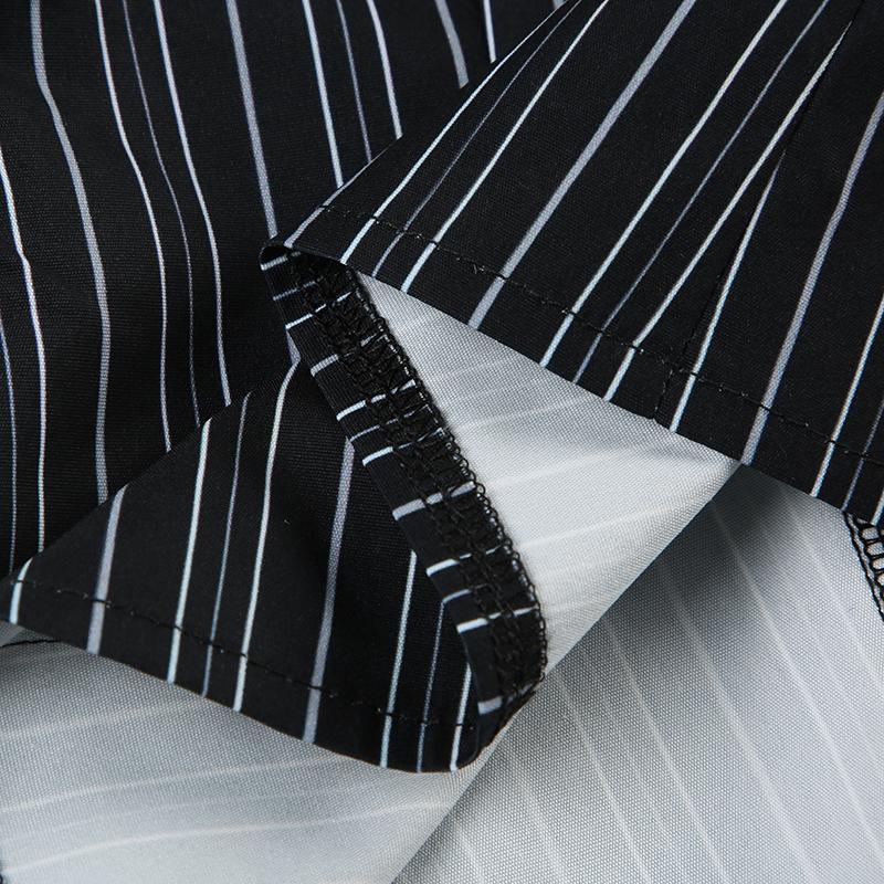 Fashion Chic Black Stripe Women Blouse Slim Long Sleeve Shirt Top Buttons-Up Casual Y2K Cardigan Retro