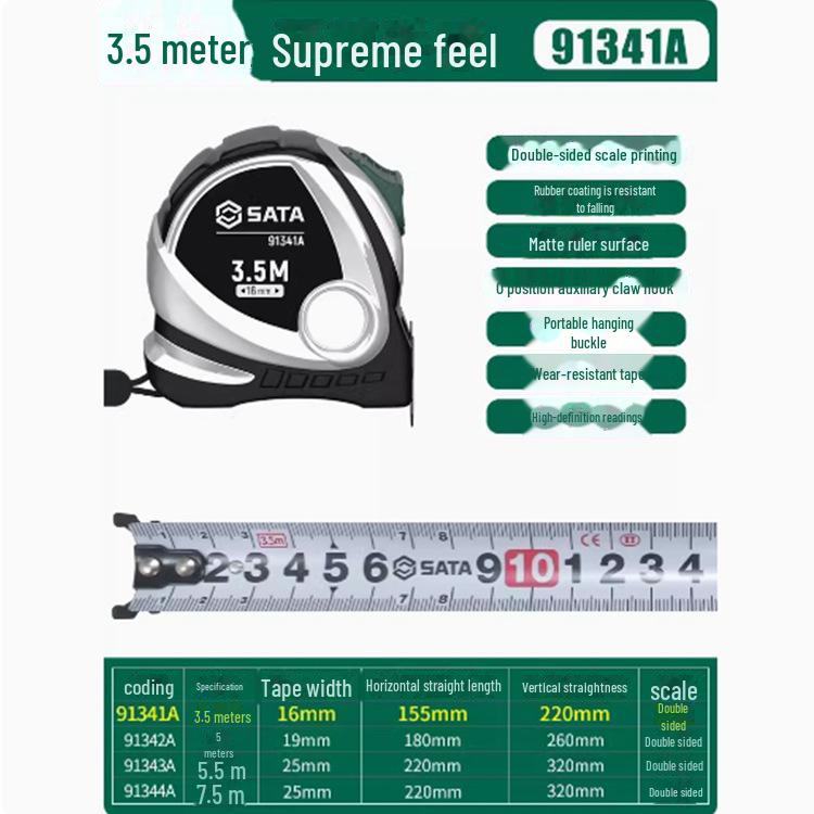 Shida High Precision Portable Steel Tape Measure - 5m for Home, Construction, Woodworking (Models: 91314AB, 91334A, 91342A)