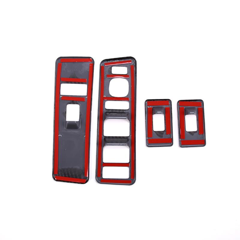 Car Glass Lift Button Decorative Frame Sticker ABS Carbon Fiber Silver For Hummer H2 2003-2007 Car Interior Accessories