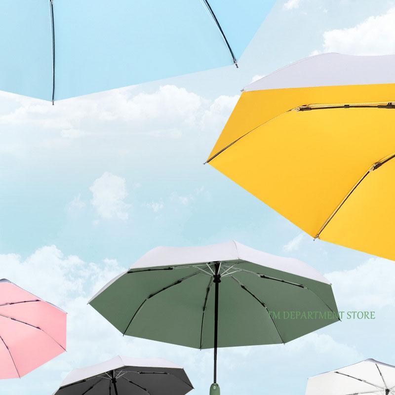 Multi-Color Windproof Umbrella for Men and Women, Titanium Silver, Travel Rain Sun, Fully Automatic, 3 Folding, UV, 8 Ribs