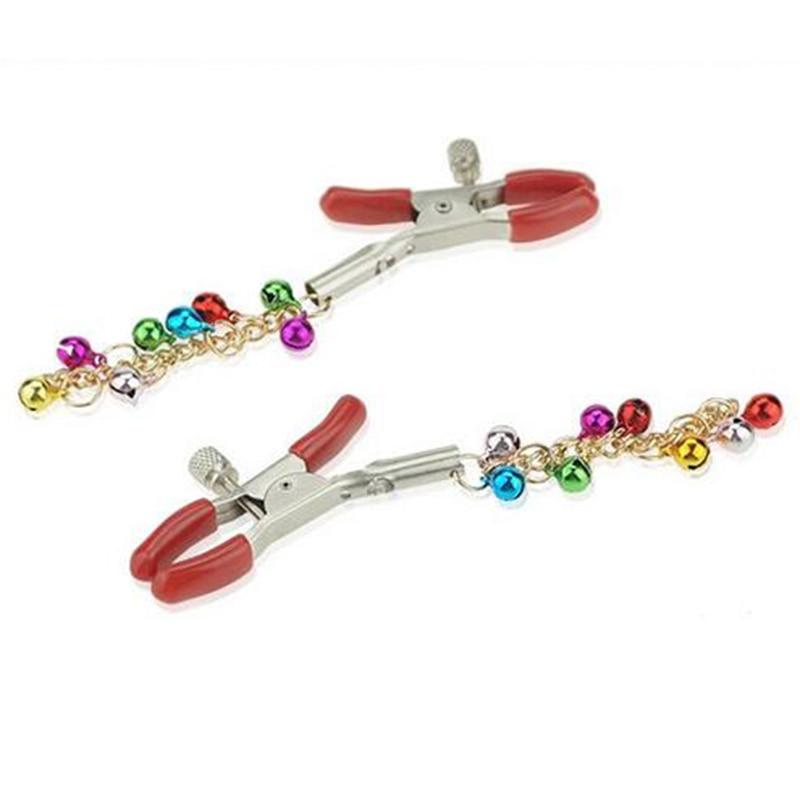 Cute Bell Nipple Clamps Red Tipped Breast Labia Clips   Nipple & Clitoral Toys