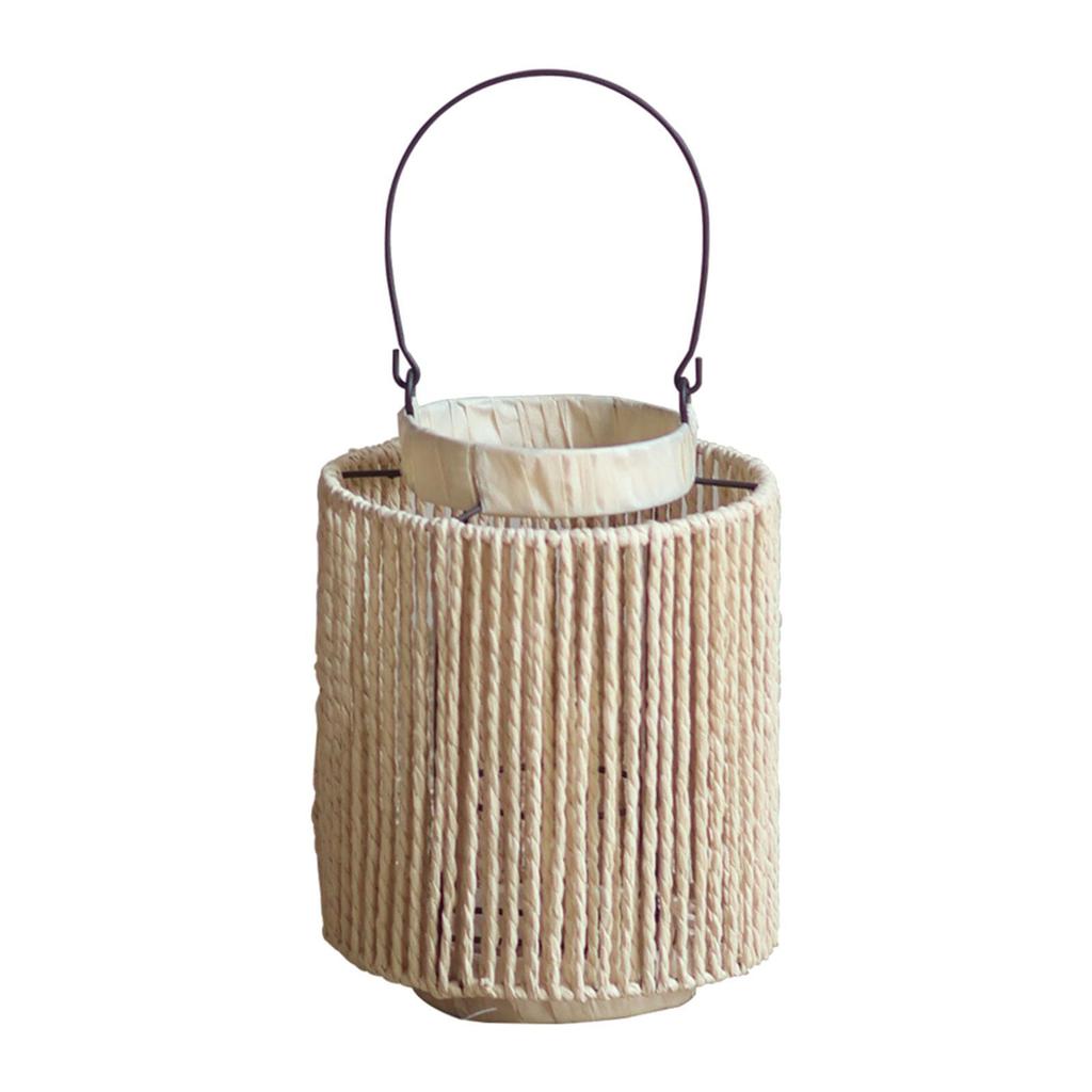 Woven Lantern,Paper Rope Tea Light Candle Holder Handcraft Rustic Hanging for Tabletop Outdoor Home