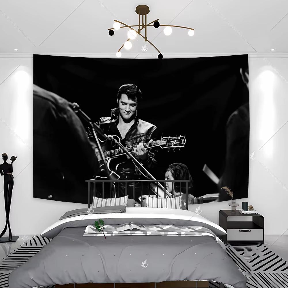 Král Rock and Rollu Nástěnná tapiserie Elvis Presley Hudební zpěvák Hippie Závěsná dekorace na zeď Bohemské domácí dekorace Textilní dekorace na zeď