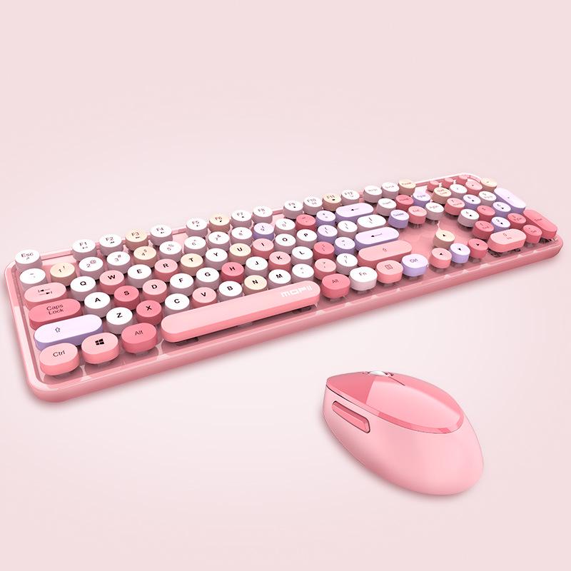 MOFII Motehand 2.4G Wireless Keyboard & Mouse Set - SWEET Colorful Lipstick Design