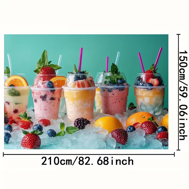 2D Cold Fruit Juice Backdrop with Strawberries & Blueberries Banner