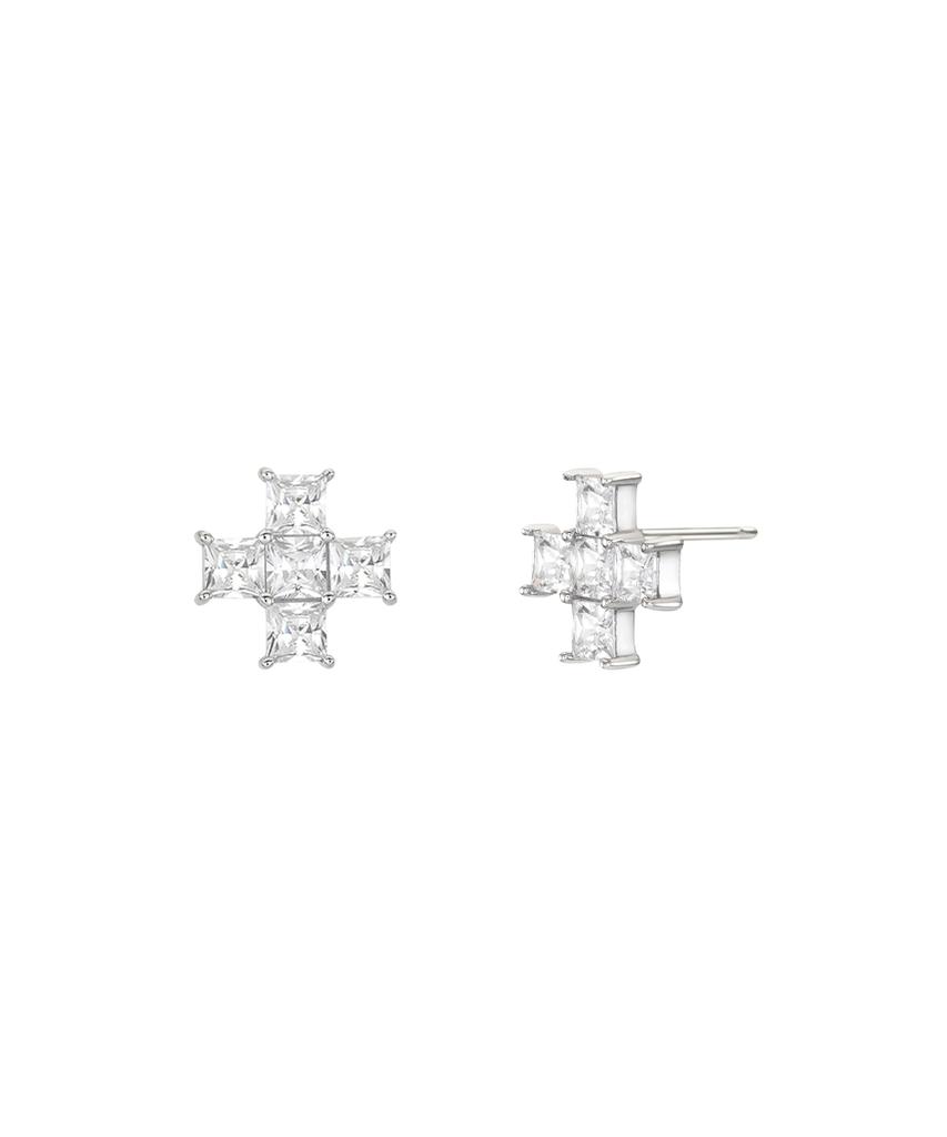 Stonehenge Silver Cross Cubic Earrings Sc26B16E