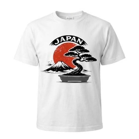 Shinei T-shirt Bonsai Mount Fuji Sunrise Japanese Pattern Print 100 Cotton L White Culture Souvenir Overseas