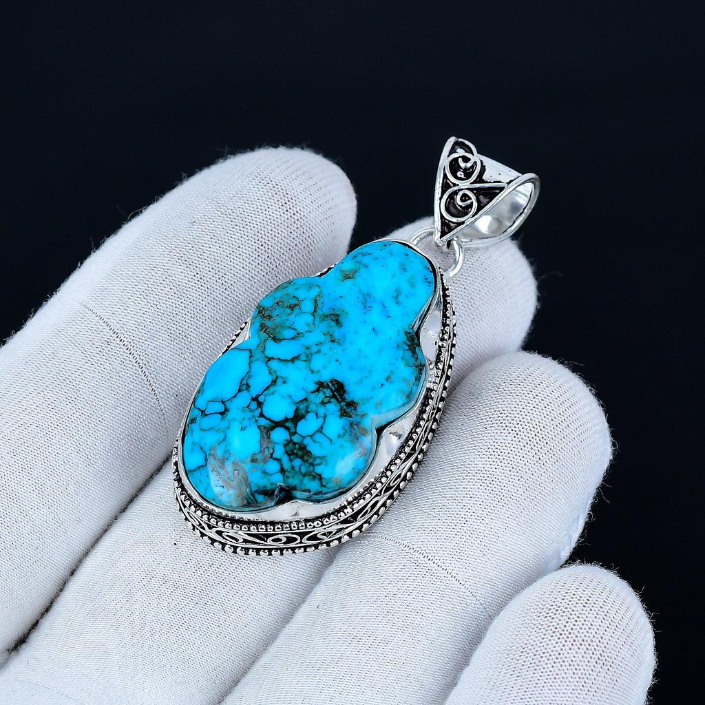 Tibetan Turquoise Cloud Pendant, 925 Sterling Silver Handmade Jewelry, Turquoise Silver Pendant, Party Wear Jewelry For Women's, Pendant Jewelry