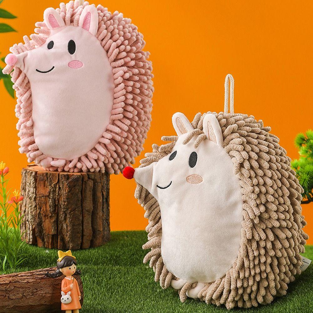 Creative Chenille Hand Towel Soft Quick Drying Cleaning Cloth Cartoon Hedgehog Hanging Kitchen Handkerchief for Kitchen