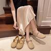 Flat Mary Jane shoes 2025 new spring and summer one-pedal French single shoes women's gentle wind evening shoes Doudou shoes