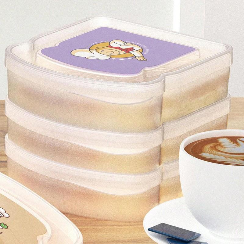Toast Shaped Portable Lunch Box With Lid Toast Bread Sandwich Box Kitchen Outdoor Picnic Large-Capacity Bento Box