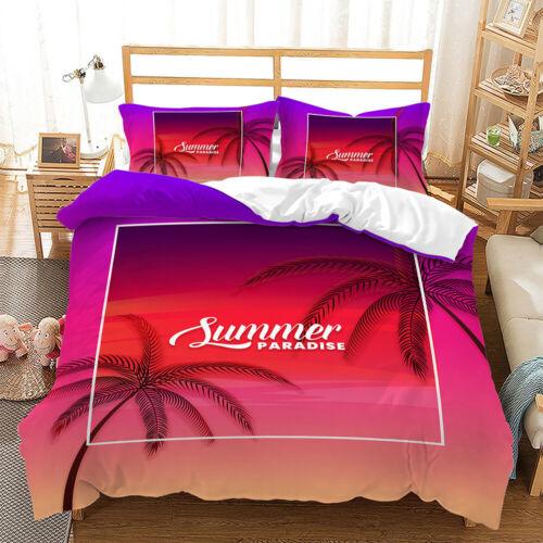 Beach Vacation Coconut Tree Print Duvet Cover Quilt Cover Pillowcase Bedding Set