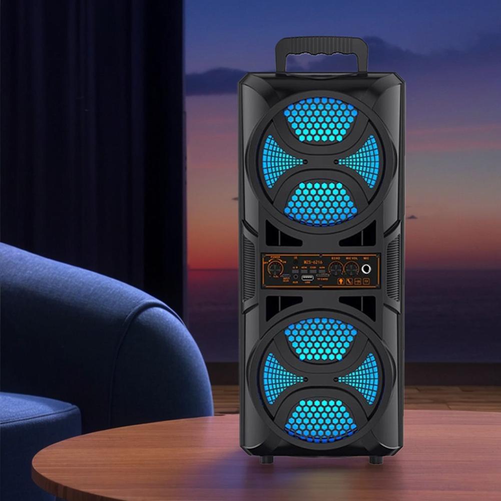 Portable Outdoor Wireless Speaker 6.5 inch Stereo Subwoofer Deep Bass LED Lights FM Radio USB/TF/AUX/FM/BT/MIC For Home Karaoke