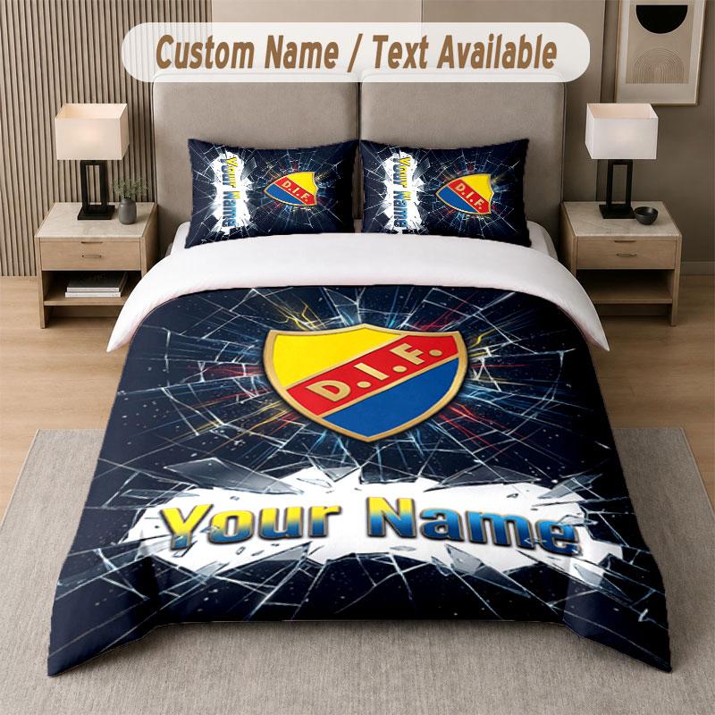 Custom Bedding Set Djurgårdens IF Pattern, Print Name Text 1 Duvet Cover Plus 2 Pillowcases Home Textile
