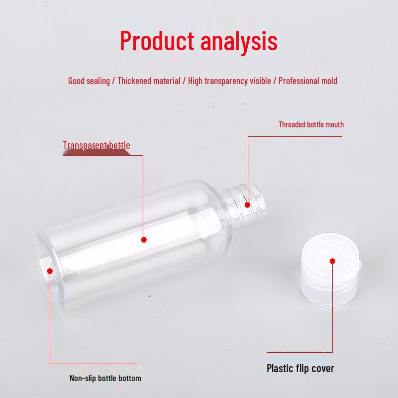 PET Transparent Flip-Top Liquid Dispenser Bottle, 10-50ml
