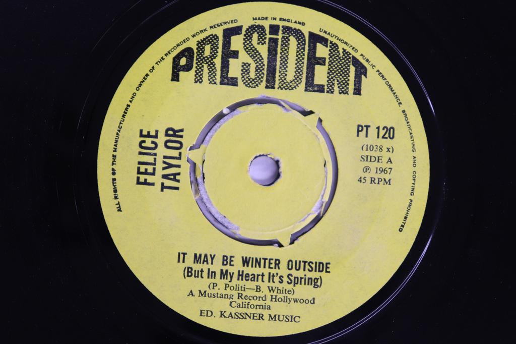 7inch Record FELICE TAYLOR - It May Be Winter Outside PT120 PRESIDENT RECOR 1967 UK Soul/Funk Used