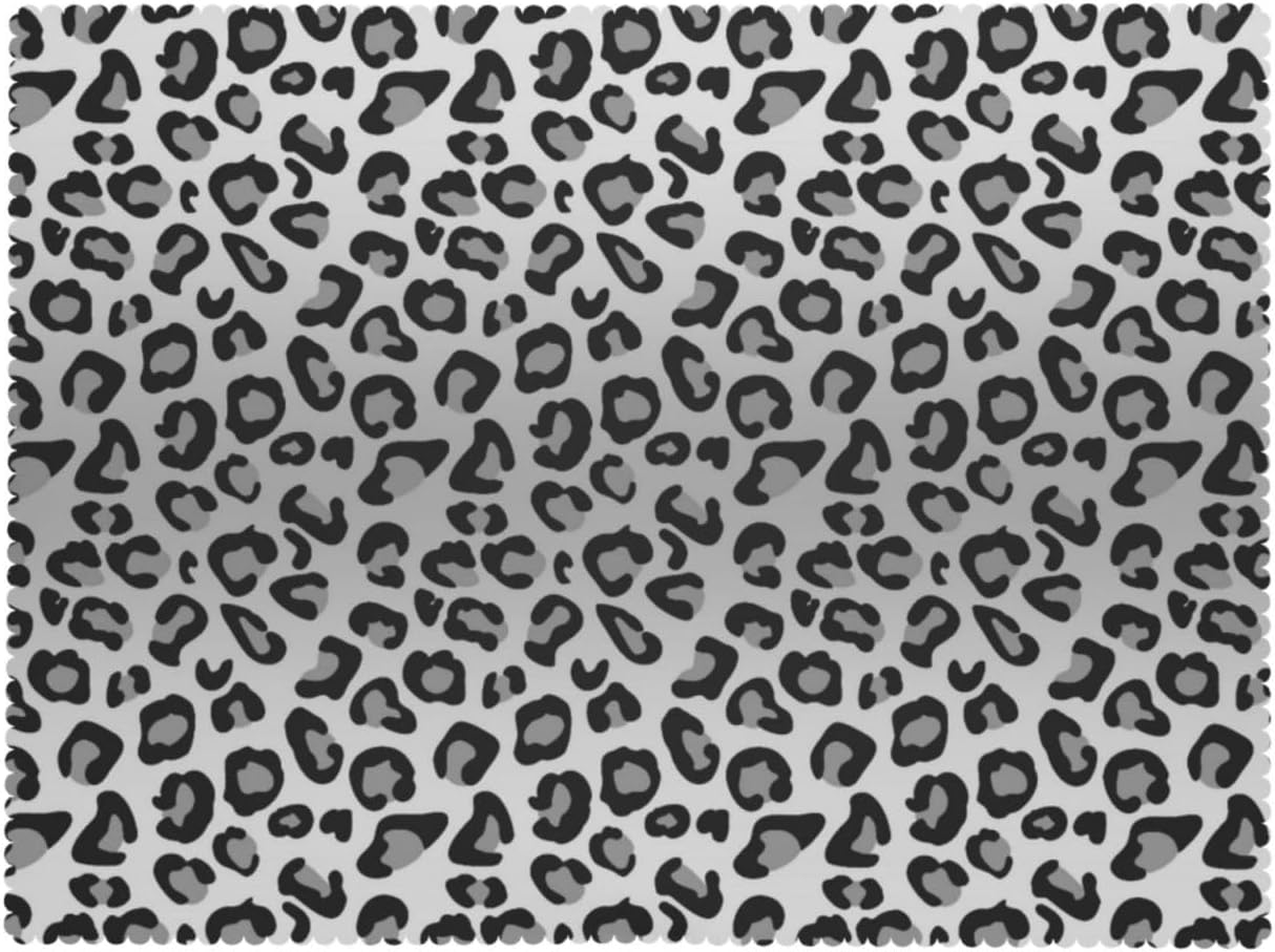 Schwarz Grau Leopardendruck Tischdecke Schnee Gepard Tierhautmuster Tischabdeckung Küchen Dekoration 90x140cm gray