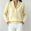 Women S Solid Polo Neck Long Sleeve Knit Sweater Casual Wear