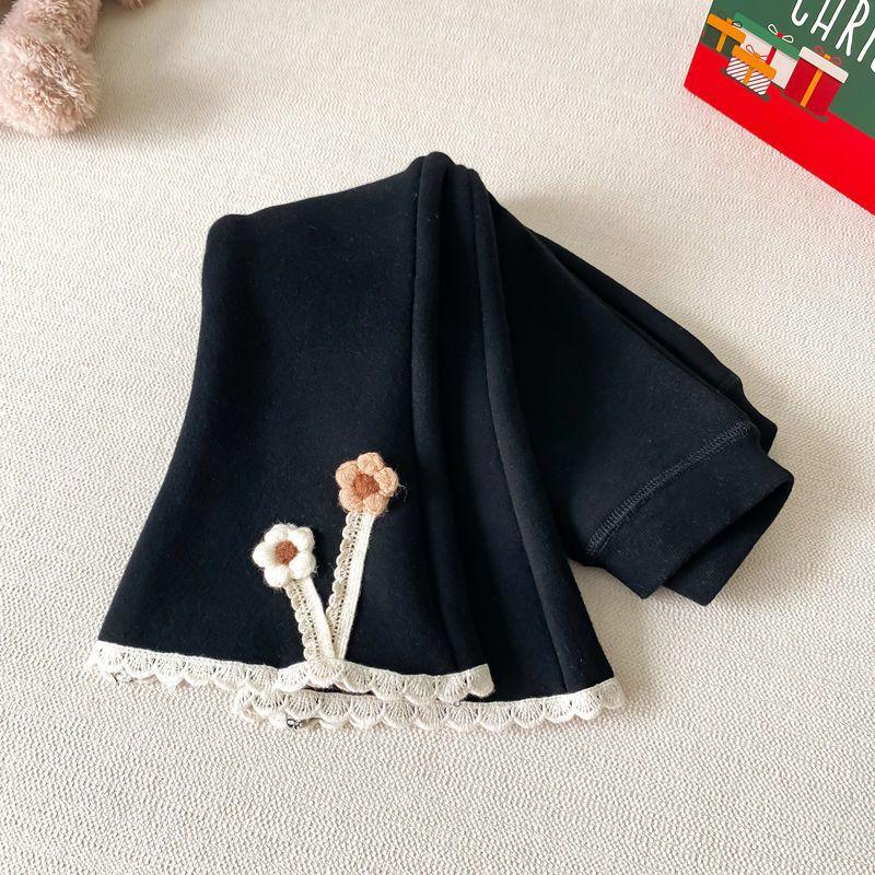 

Леггинсы для девочек с осенне-зимним бархатом и плотные брюки, стильные детские брюки, бархатные расклешенные брюки-комбинезон для маленькой девочки 90 чёрный