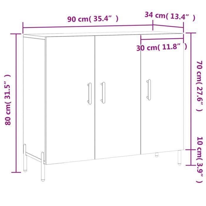 VidaXL Buffet noir 90x34x80 cm bois d'ingénierie 828117