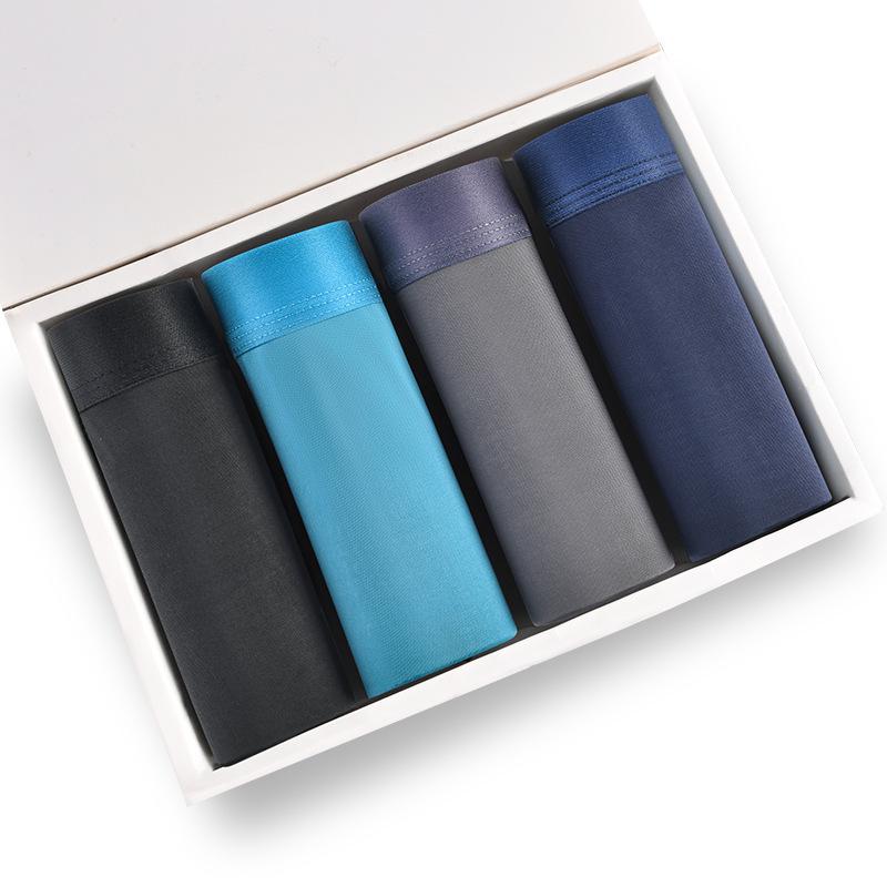 Men's Summer Ice Silk Plus Size Boxer Shorts - High Elastic, Wide Band, Trendy Printed Design