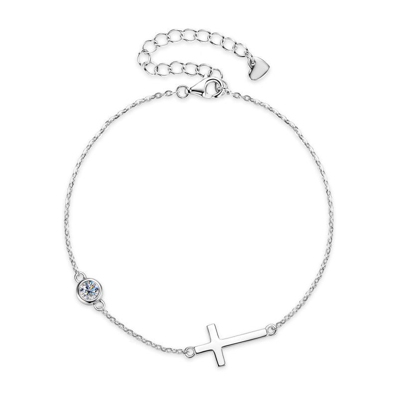 Silvere Glam Ins Fresh And Simple Cross Moissanite Bracelet For Women, A High-end Design Sense, 925 Sterling Silver Jewelry