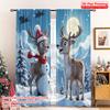 2pcs 2D Flat Printing Christmas Curtain Christmas Snowman Reindeer Sleigh Fabric Without Electricity 0 for New Year Celebrations