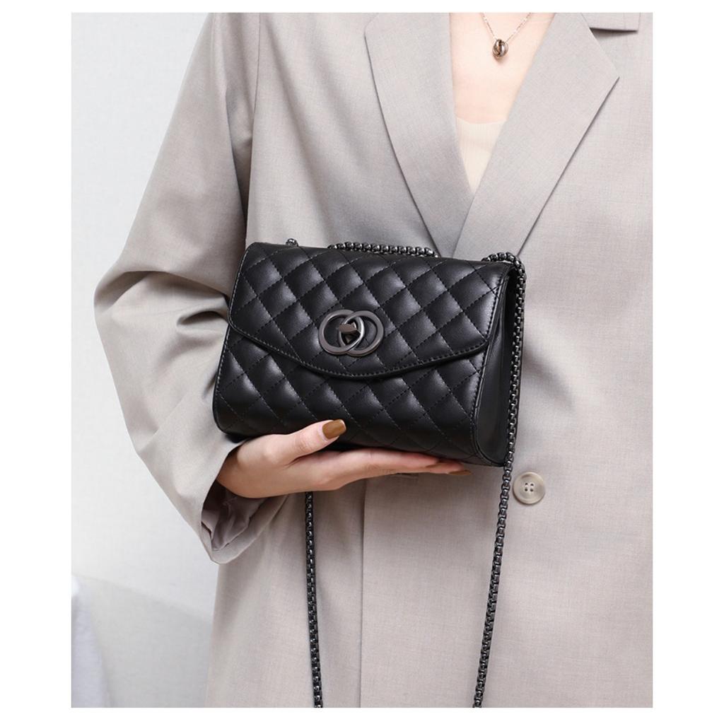 Bag Women's Versatile New 2025 Leather Small Fragrant Rhombus Chain Bag Fashion Shoulder Bag 2025 Crossbody Bag