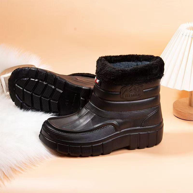 Men's Waterproof Winter High-Top Snow Boots: Non-Slip, Wear-Resistant, Plush Velvet Lining, Lightweight