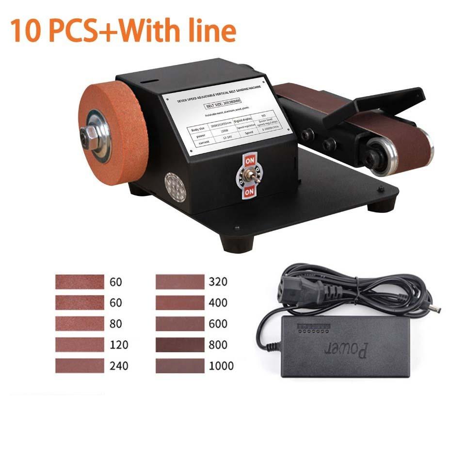 7 Speed Multifunctional Belt Sander Adjustable Vertical Belt Sanding Polishing Machine Small Desktop Grinder