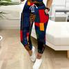 Summer Ladies Organized Pattern Printed Sweatpants Loose Fit Drawstring Joggers Elastic Cuff Daily Casual Pants