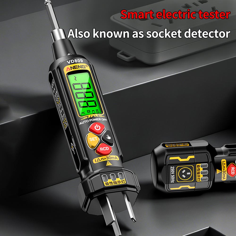 Non-Contact Voltage Tester Pen ANENG VD809 Digital Socket Analyzer Circuit Breaker Finder Continuity Rechargeable Detector Tools