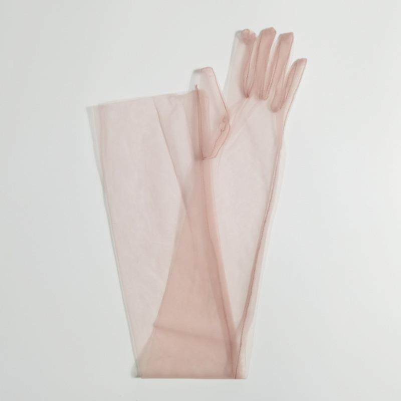 Women Transparent Thin Lace Elegant Tulle Long Gloves Mesh Gauze Sexy Wedding Party Summer Lace Ladies Prom Dress Gloves