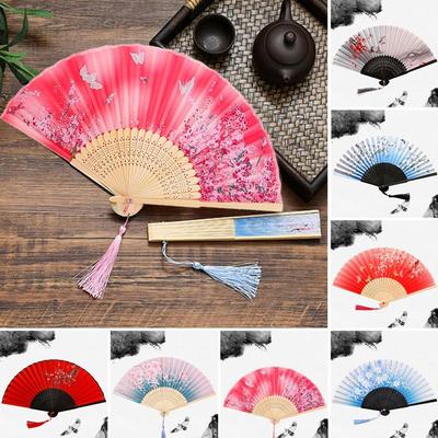 Colorful Vintage Style Folding Fan Bamboo Shank Classical Dance Fan  Home Decoration