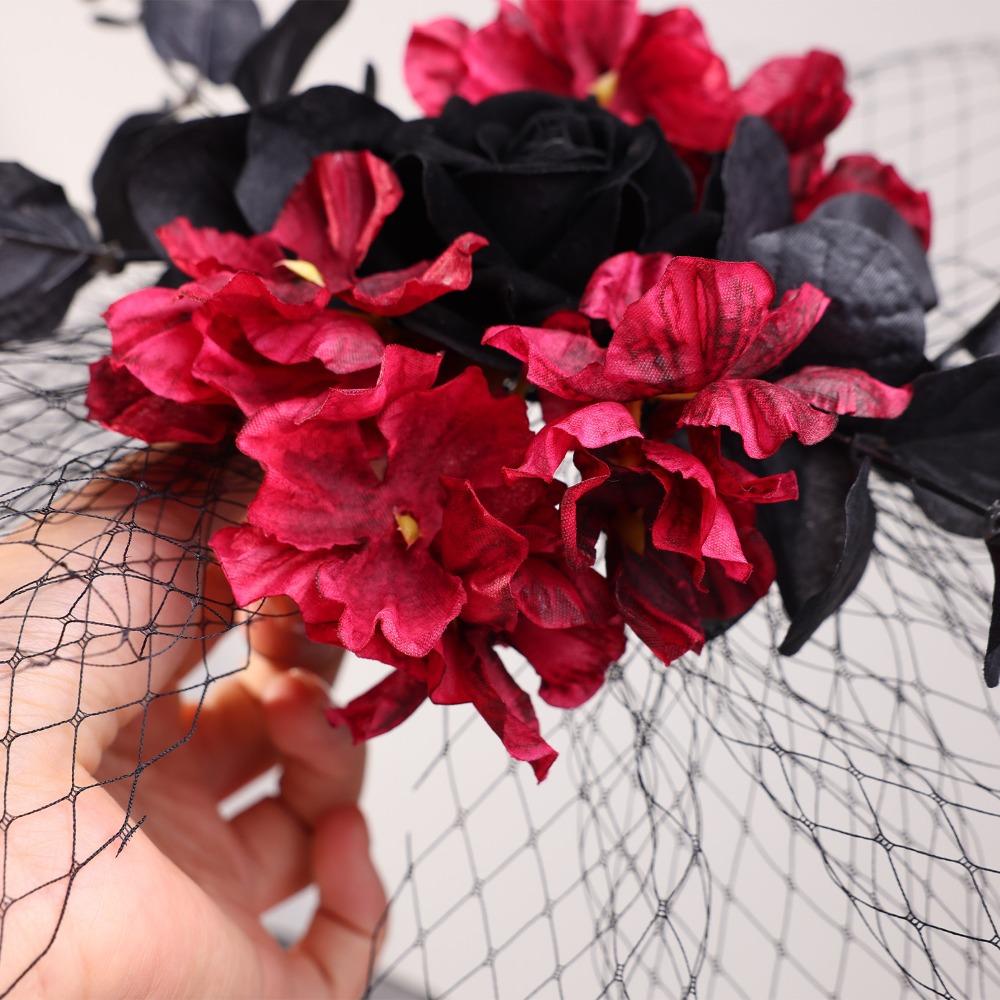 Elegant Halloween Hairpin Fashion Mesh Headpiece Creative Rose Hairpin  Halloween Party