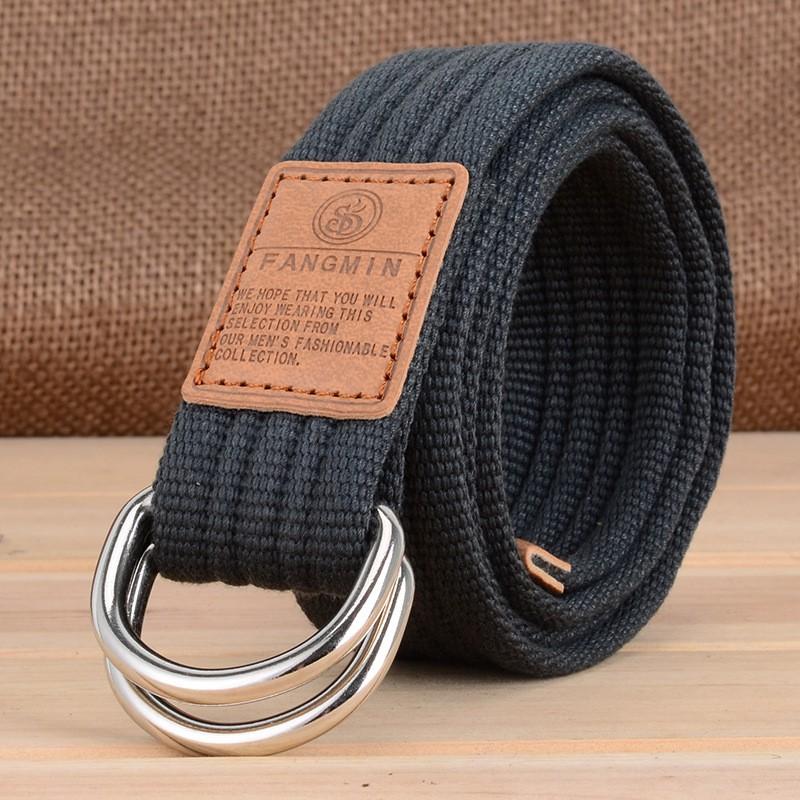 

Korean 20-color Universal Canvas Belt Men Women Casual Business Jeans Double Loop Buckle Outdoor Knitted Style 108CM темно-серого