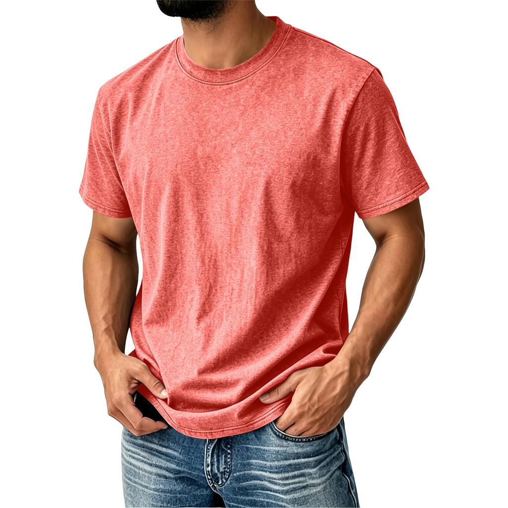 Men’s Vintage Crew Neck Short Sleeve T Shirt Classic Fit Cotton Material Casual Basic Top for Everyday Wear